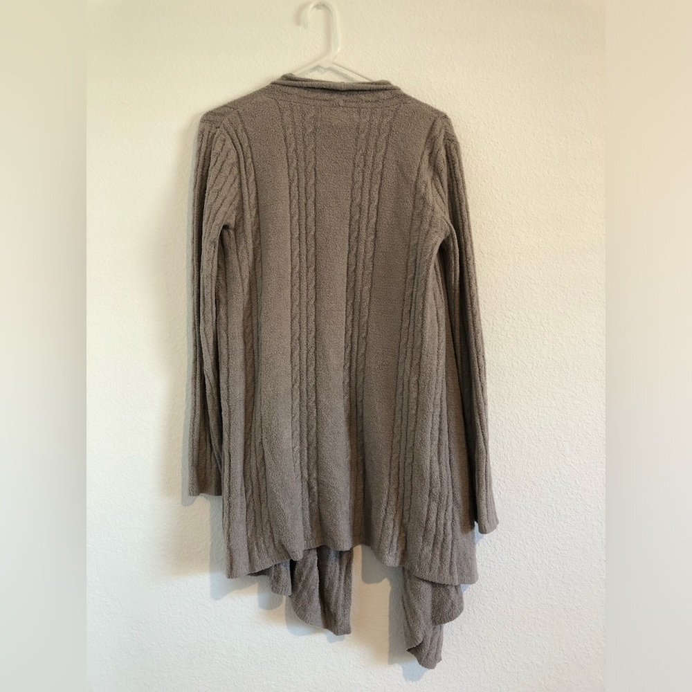 Barefoot Dreams Bamboo Chic Lite Taupe Open-Front Cable Cardigan Small/Medium - Picture 2 of 2